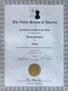 Photo of 2018 VSA viola tone certificate 