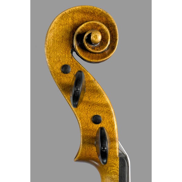 Photo of Late Del Gesu model violin bass side scroll